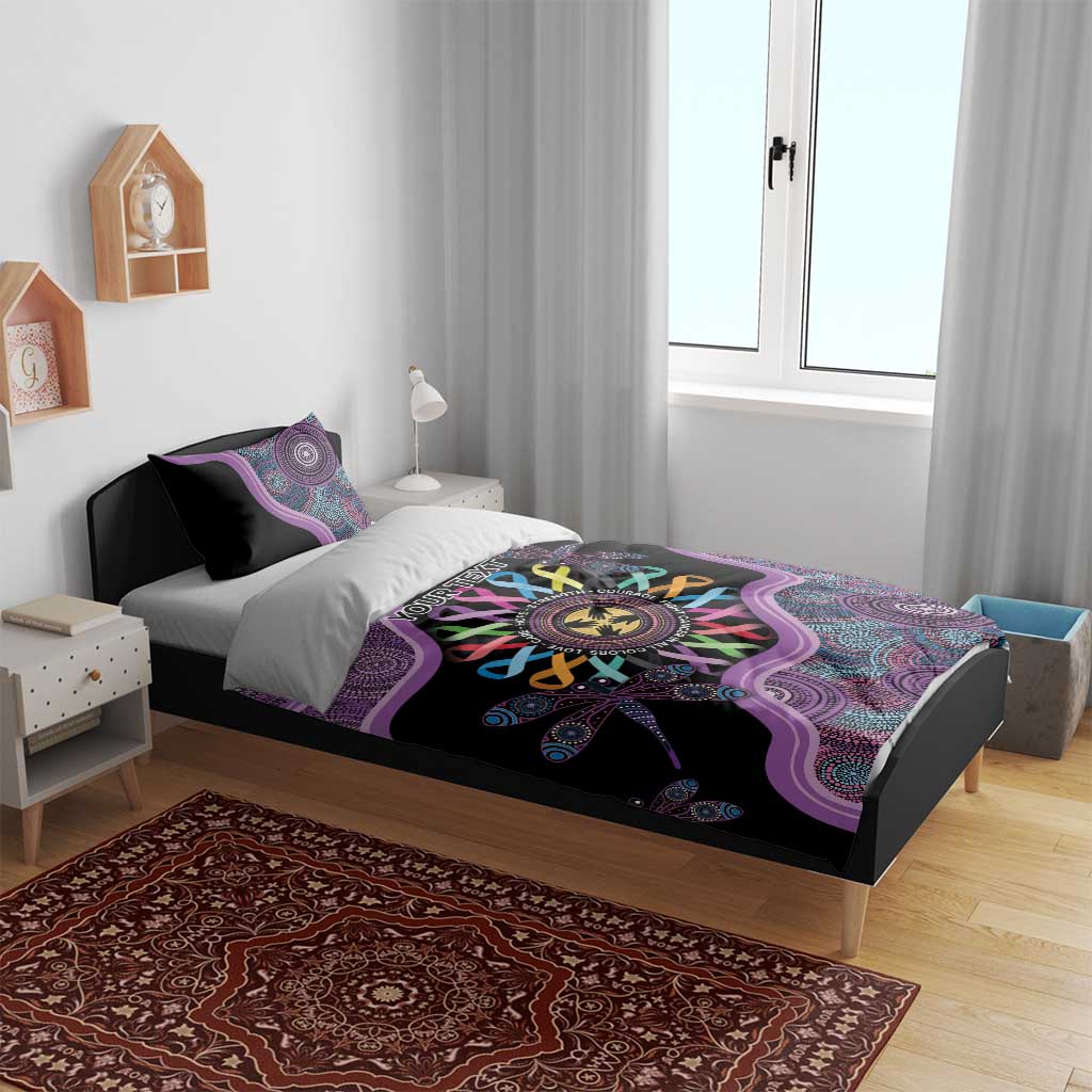 Inspirational Fight Cancers In All Color Personalised Bedding Set Dragonfly Aboriginal Art