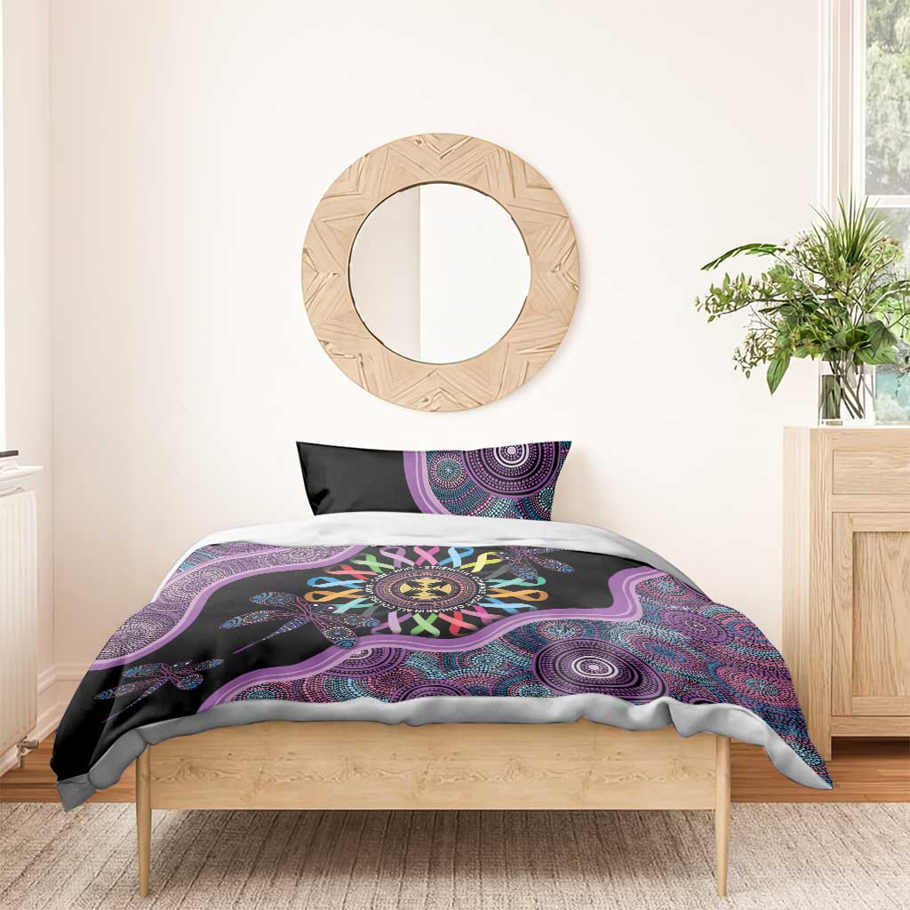 Inspirational Fight Cancers In All Color Personalised Bedding Set Dragonfly Aboriginal Art