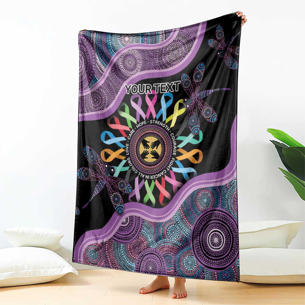 Inspirational Fight Cancers In All Color Personalised Blanket Dragonfly Aboriginal Art