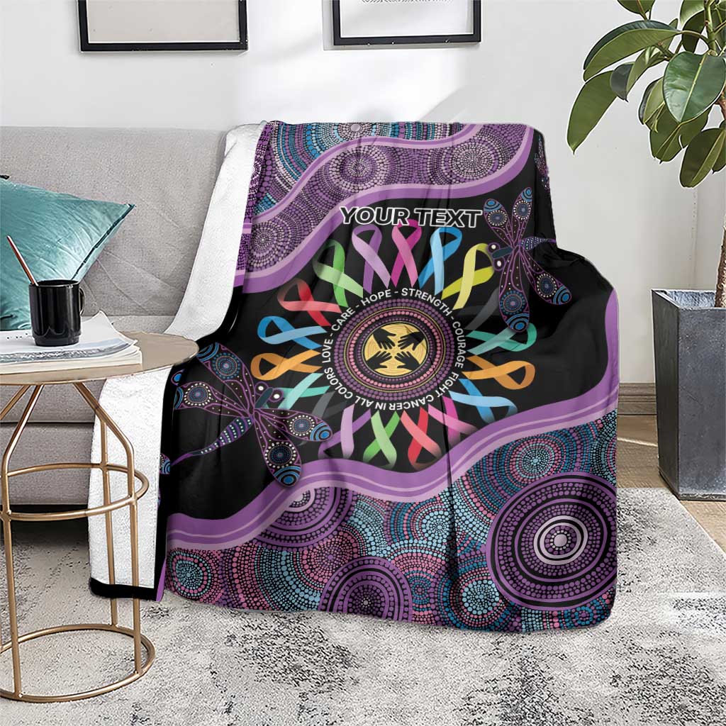 Inspirational Fight Cancers In All Color Personalised Blanket Dragonfly Aboriginal Art