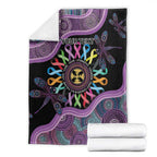 Inspirational Fight Cancers In All Color Personalised Blanket Dragonfly Aboriginal Art