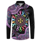 Inspirational Fight Cancers In All Color Personalised Button Sweatshirt Dragonfly Aboriginal Art