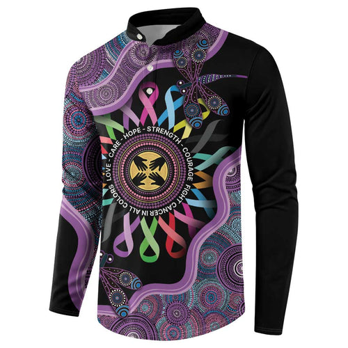 Inspirational Fight Cancers In All Color Personalised Button Sweatshirt Dragonfly Aboriginal Art
