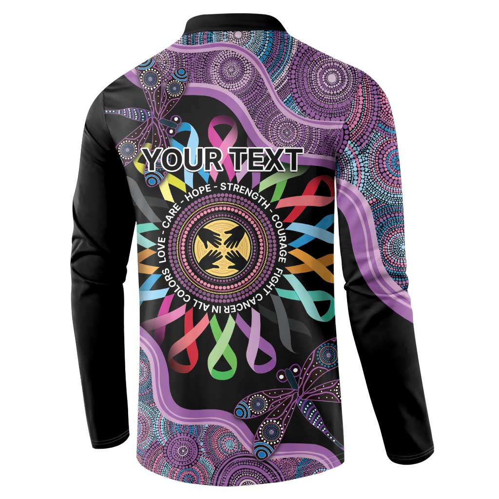Inspirational Fight Cancers In All Color Personalised Button Sweatshirt Dragonfly Aboriginal Art
