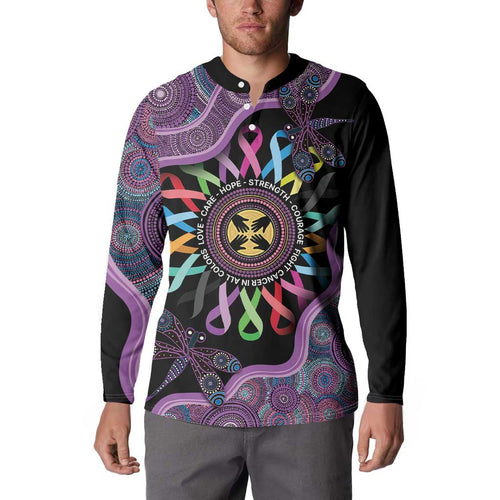 Inspirational Fight Cancers In All Color Personalised Button Sweatshirt Dragonfly Aboriginal Art