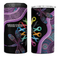 Inspirational Fight Cancers In All Color Personalised 4 in 1 Can Cooler Tumbler Dragonfly Aboriginal Art