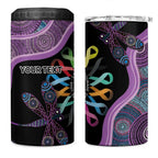 Inspirational Fight Cancers In All Color Personalised 4 in 1 Can Cooler Tumbler Dragonfly Aboriginal Art