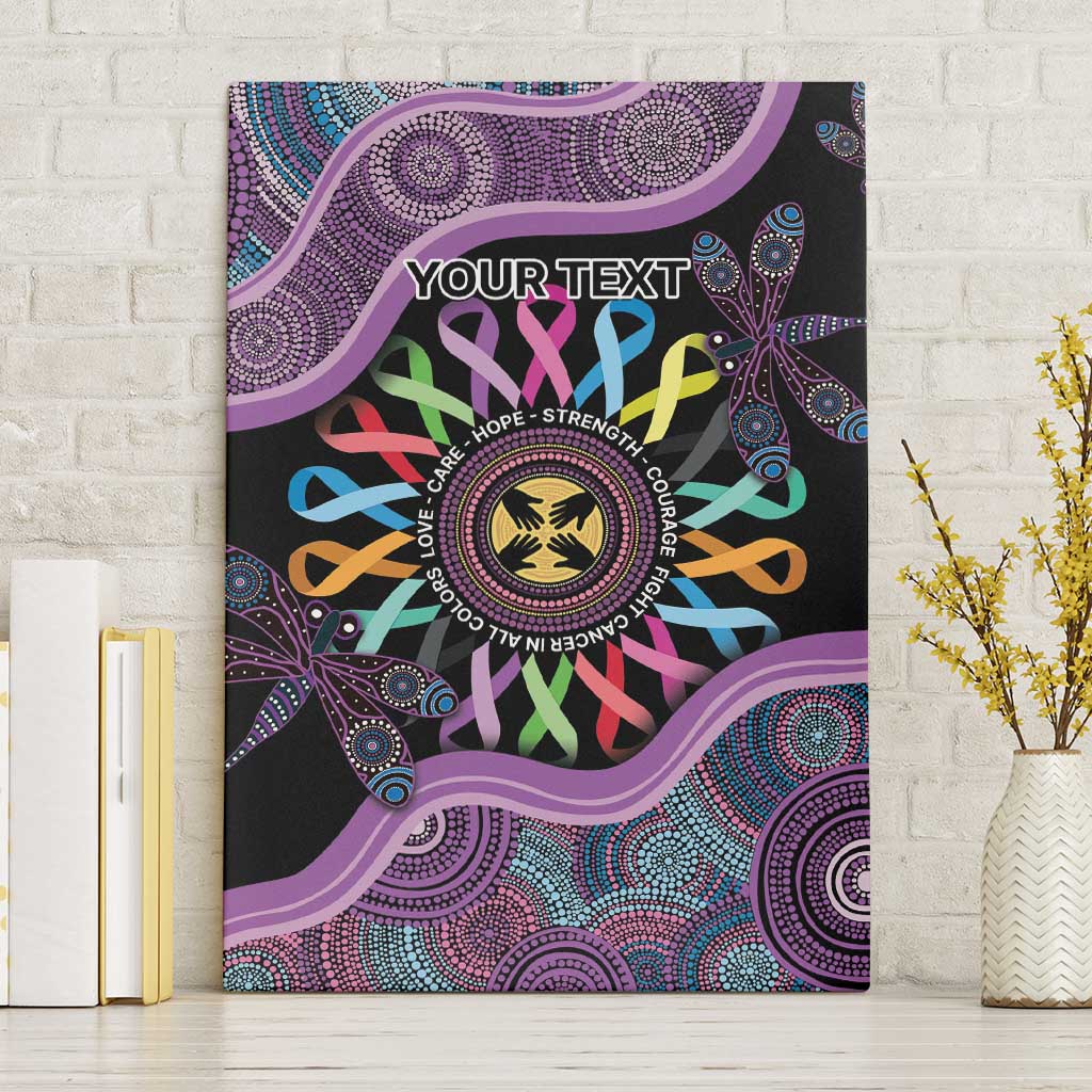 Inspirational Fight Cancers In All Color Personalised Canvas Wall Art Dragonfly Aboriginal Art
