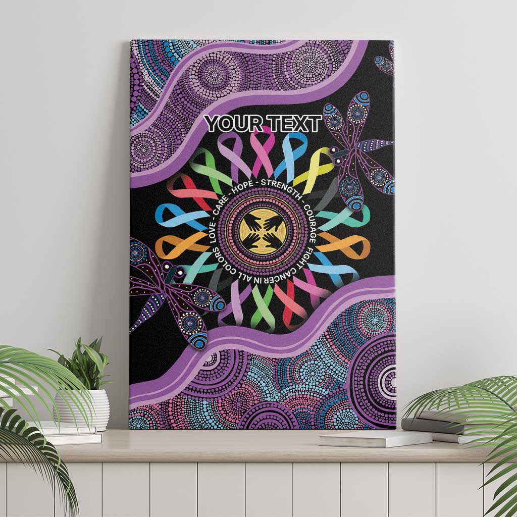 Inspirational Fight Cancers In All Color Personalised Canvas Wall Art Dragonfly Aboriginal Art