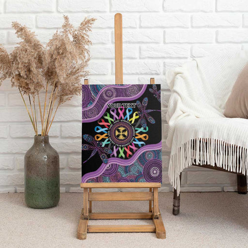Inspirational Fight Cancers In All Color Personalised Canvas Wall Art Dragonfly Aboriginal Art