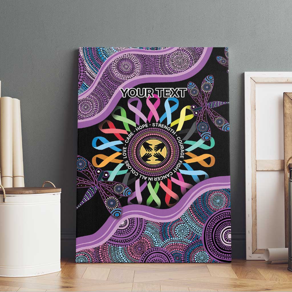 Inspirational Fight Cancers In All Color Personalised Canvas Wall Art Dragonfly Aboriginal Art