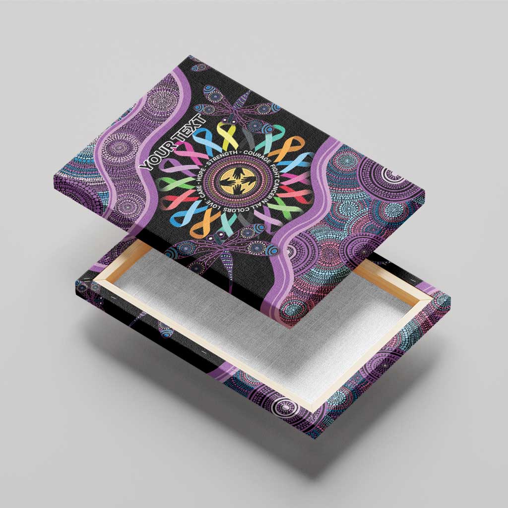 Inspirational Fight Cancers In All Color Personalised Canvas Wall Art Dragonfly Aboriginal Art