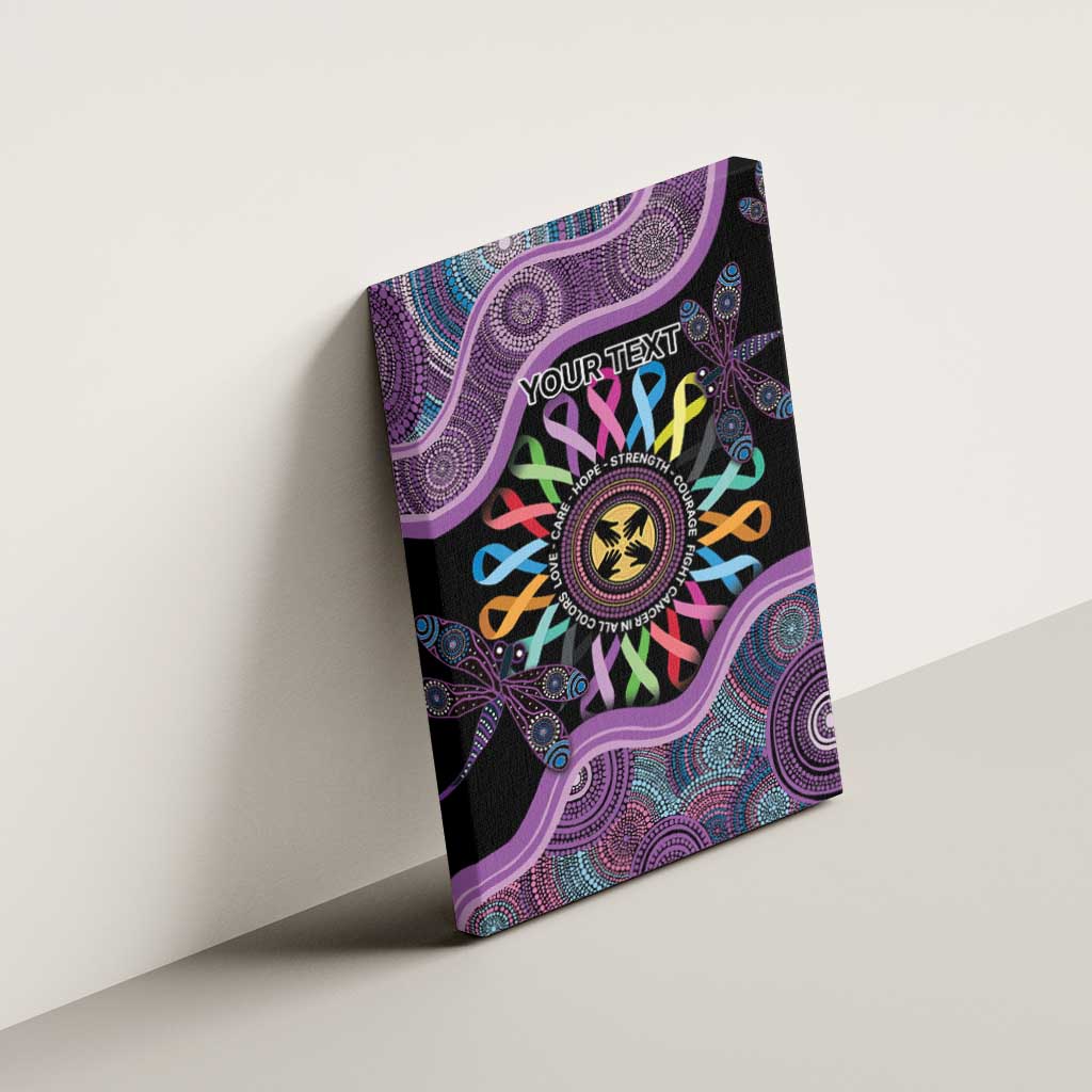 Inspirational Fight Cancers In All Color Personalised Canvas Wall Art Dragonfly Aboriginal Art
