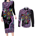 Inspirational Fight Cancers In All Color Personalised Couples Matching Long Sleeve Bodycon Dress and Long Sleeve Button Shirt Dragonfly Aboriginal Art