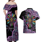 Inspirational Fight Cancers In All Color Personalised Couples Matching Off Shoulder Maxi Dress and Hawaiian Shirt Dragonfly Aboriginal Art