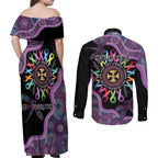 Inspirational Fight Cancers In All Color Personalised Couples Matching Off Shoulder Maxi Dress and Long Sleeve Button Shirt Dragonfly Aboriginal Art