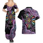 Inspirational Fight Cancers In All Color Personalised Couples Matching Summer Maxi Dress and Hawaiian Shirt Dragonfly Aboriginal Art