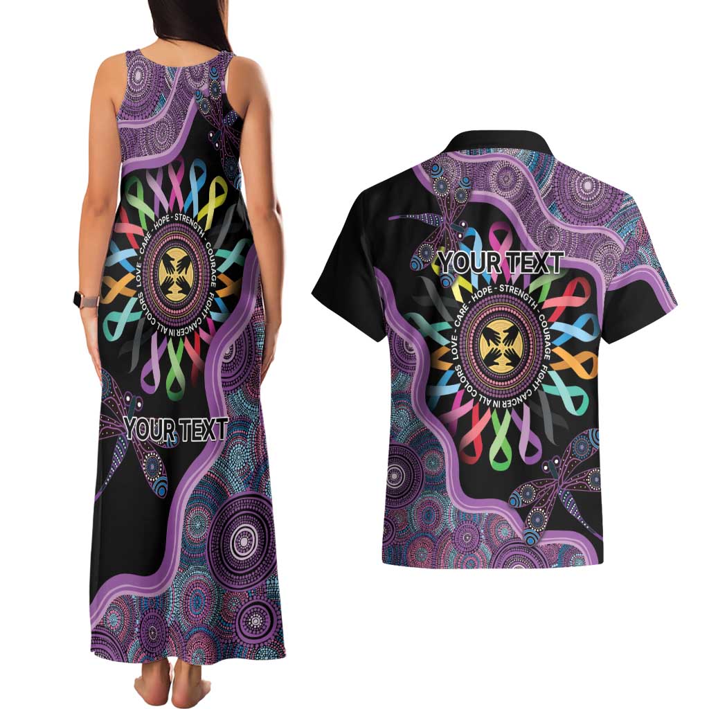 Inspirational Fight Cancers In All Color Personalised Couples Matching Tank Maxi Dress and Hawaiian Shirt Dragonfly Aboriginal Art