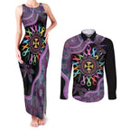 Inspirational Fight Cancers In All Color Personalised Couples Matching Tank Maxi Dress and Long Sleeve Button Shirt Dragonfly Aboriginal Art