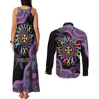 Inspirational Fight Cancers In All Color Personalised Couples Matching Tank Maxi Dress and Long Sleeve Button Shirt Dragonfly Aboriginal Art