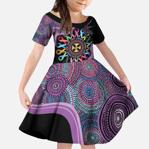 Inspirational Fight Cancers In All Color Personalised Family Matching Long Sleeve Bodycon Dress and Hawaiian Shirt Dragonfly Aboriginal Art