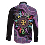 Inspirational Fight Cancers In All Color Personalised Family Matching Off The Shoulder Long Sleeve Dress and Hawaiian Shirt Dragonfly Aboriginal Art
