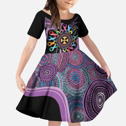 Inspirational Fight Cancers In All Color Personalised Family Matching Off Shoulder Maxi Dress and Hawaiian Shirt Dragonfly Aboriginal Art
