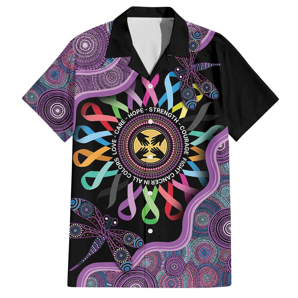 Inspirational Fight Cancers In All Color Personalised Family Matching Off Shoulder Maxi Dress and Hawaiian Shirt Dragonfly Aboriginal Art