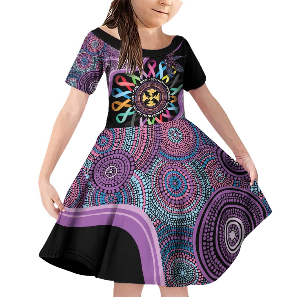 Inspirational Fight Cancers In All Color Personalised Family Matching Off Shoulder Short Dress and Hawaiian Shirt Dragonfly Aboriginal Art