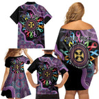 Inspirational Fight Cancers In All Color Personalised Family Matching Off Shoulder Short Dress and Hawaiian Shirt Dragonfly Aboriginal Art
