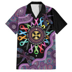 Inspirational Fight Cancers In All Color Personalised Family Matching Off Shoulder Short Dress and Hawaiian Shirt Dragonfly Aboriginal Art