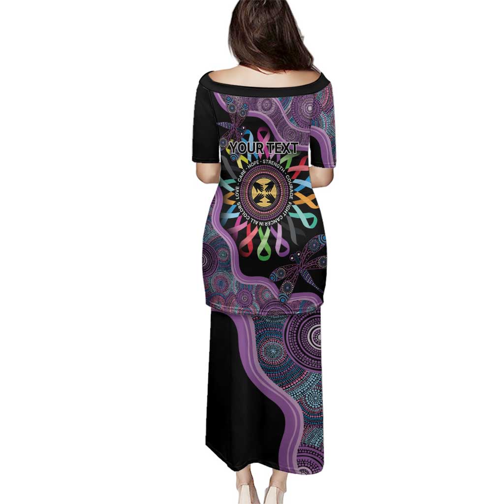 Inspirational Fight Cancers In All Color Personalised Family Matching Puletasi and Hawaiian Shirt Dragonfly Aboriginal Art