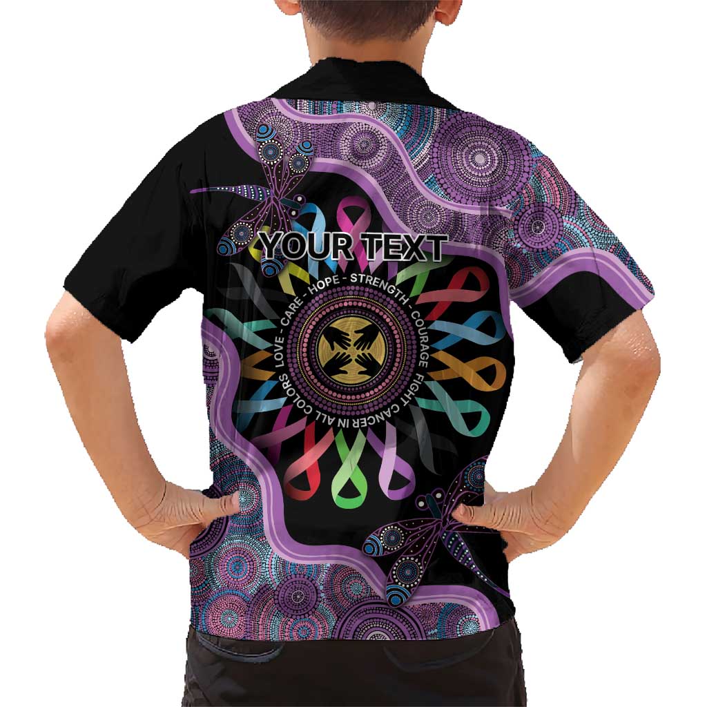 Inspirational Fight Cancers In All Color Personalised Family Matching Short Sleeve Bodycon Dress and Hawaiian Shirt Dragonfly Aboriginal Art