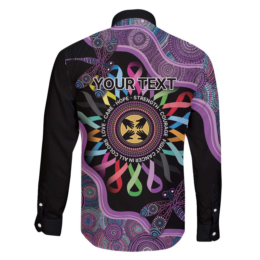 Inspirational Fight Cancers In All Color Personalised Family Matching Short Sleeve Bodycon Dress and Hawaiian Shirt Dragonfly Aboriginal Art