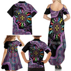 Inspirational Fight Cancers In All Color Personalised Family Matching Summer Maxi Dress and Hawaiian Shirt Dragonfly Aboriginal Art