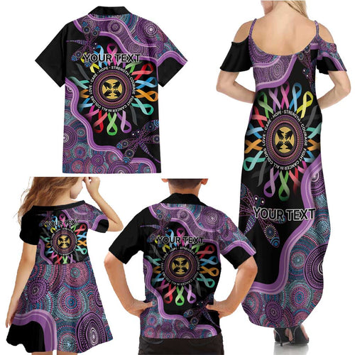 Inspirational Fight Cancers In All Color Personalised Family Matching Summer Maxi Dress and Hawaiian Shirt Dragonfly Aboriginal Art