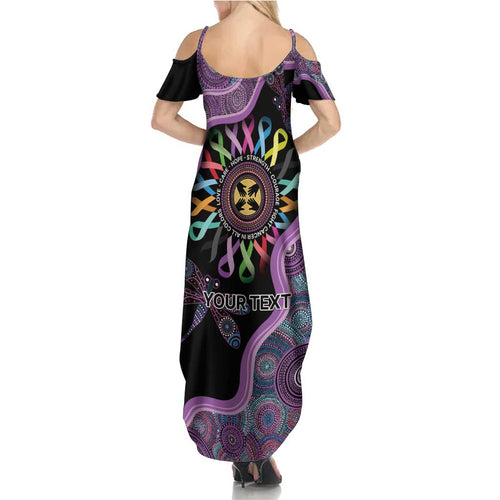 Inspirational Fight Cancers In All Color Personalised Family Matching Summer Maxi Dress and Hawaiian Shirt Dragonfly Aboriginal Art