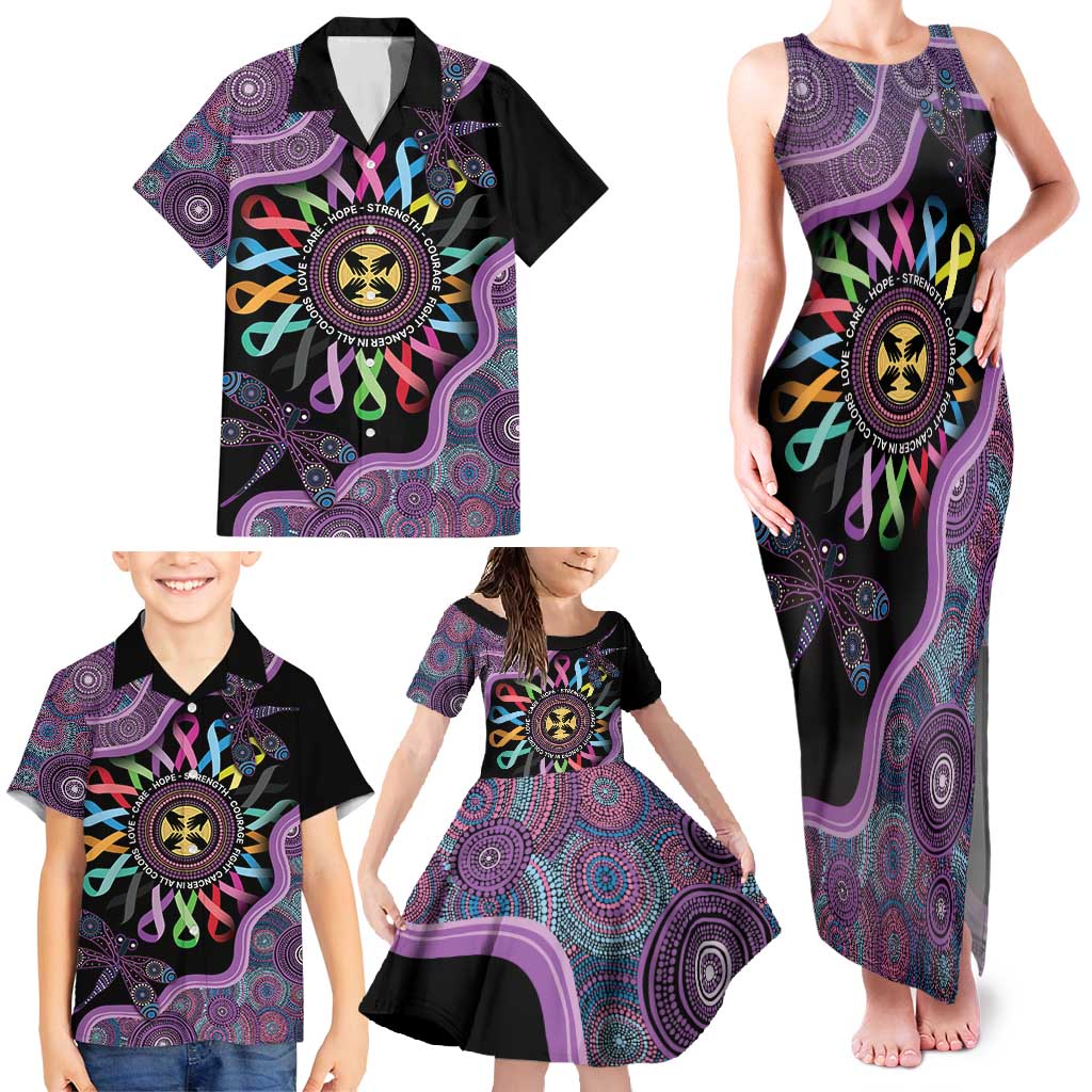 Inspirational Fight Cancers In All Color Personalised Family Matching Tank Maxi Dress and Hawaiian Shirt Dragonfly Aboriginal Art