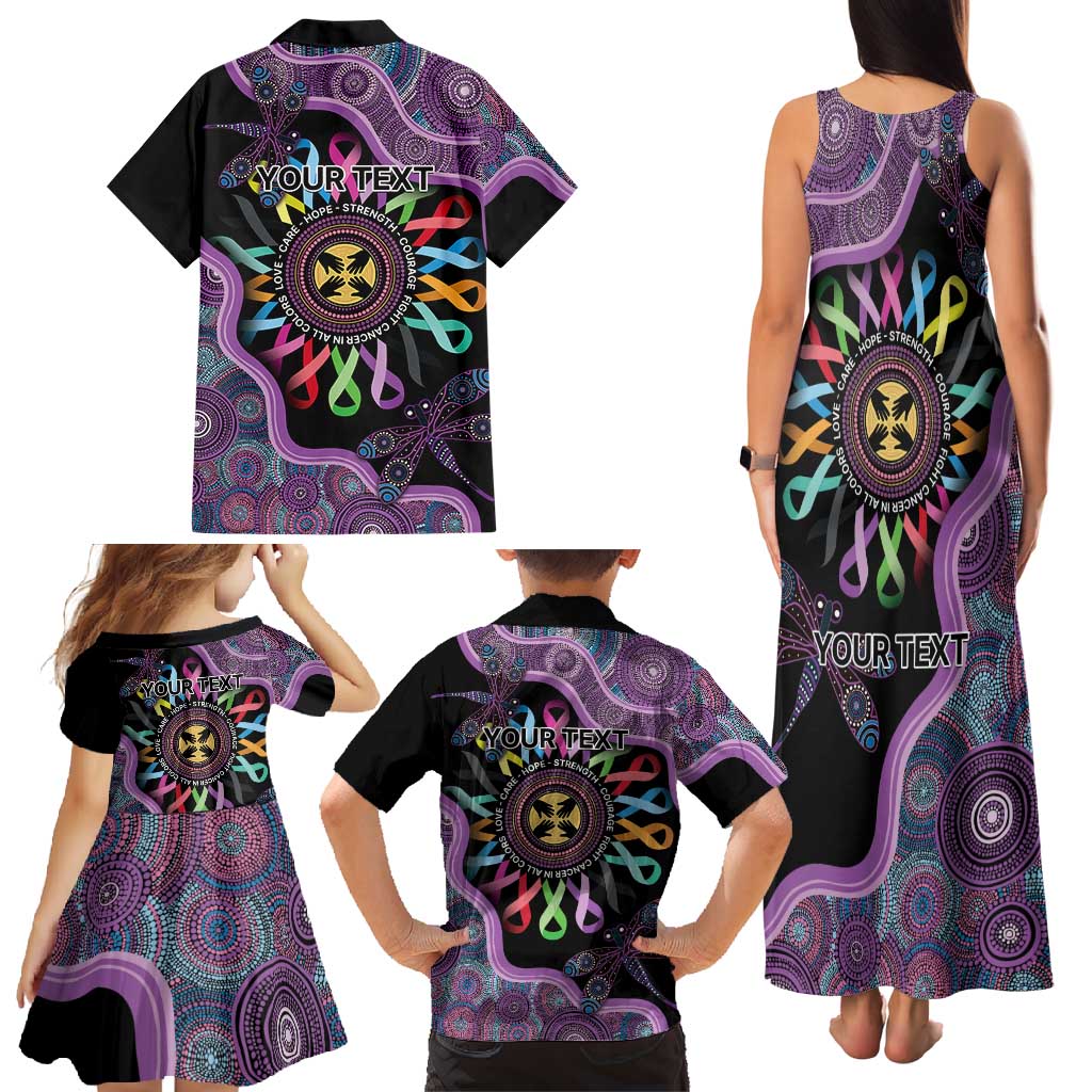 Inspirational Fight Cancers In All Color Personalised Family Matching Tank Maxi Dress and Hawaiian Shirt Dragonfly Aboriginal Art