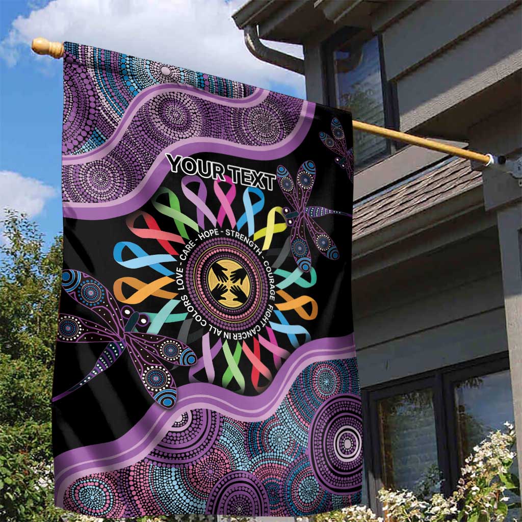 Inspirational Fight Cancers In All Color Personalised Garden Flag Dragonfly Aboriginal Art