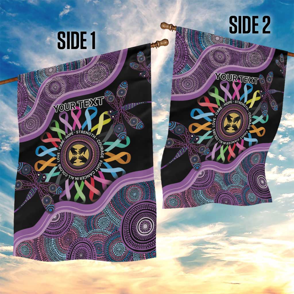 Inspirational Fight Cancers In All Color Personalised Garden Flag Dragonfly Aboriginal Art