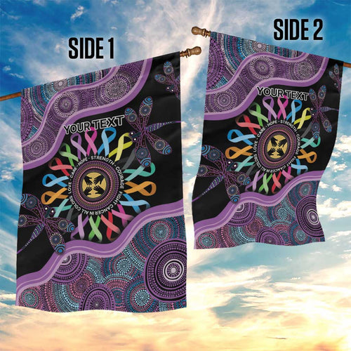Inspirational Fight Cancers In All Color Personalised Garden Flag Dragonfly Aboriginal Art