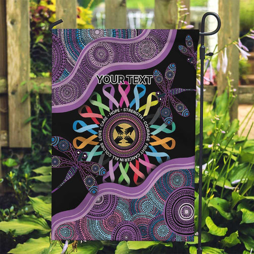 Inspirational Fight Cancers In All Color Personalised Garden Flag Dragonfly Aboriginal Art