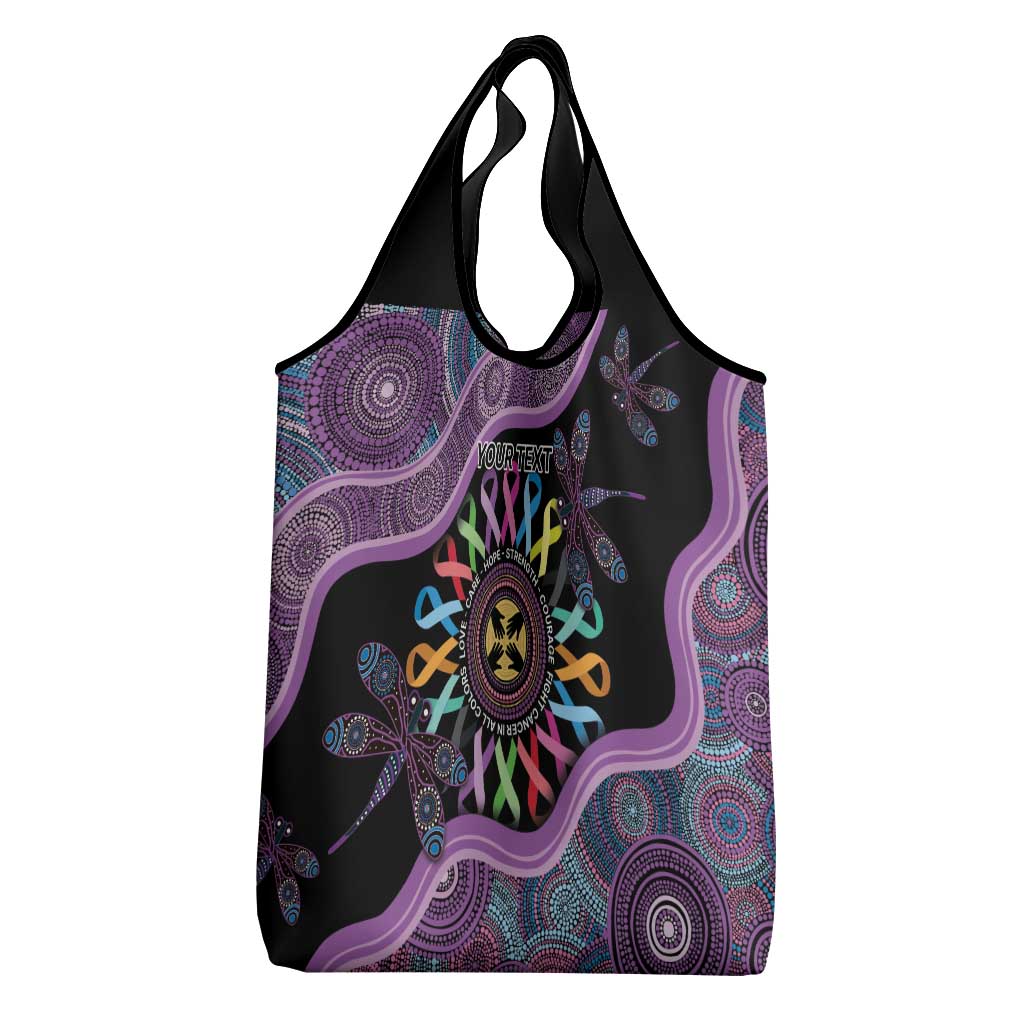 Inspirational Fight Cancers In All Color Personalised Grocery Bag Dragonfly Aboriginal Art