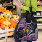 Inspirational Fight Cancers In All Color Personalised Grocery Bag Dragonfly Aboriginal Art