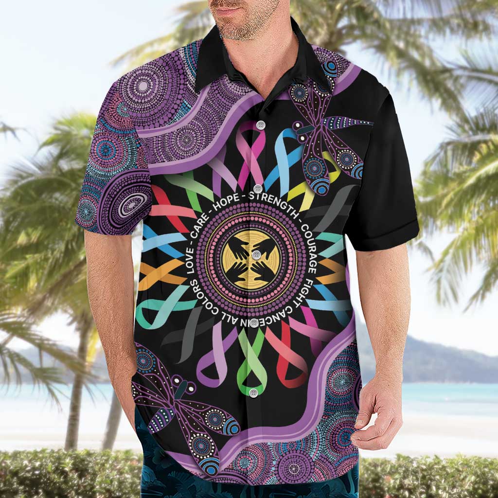 Inspirational Fight Cancers In All Color Personalised Hawaiian Shirt Dragonfly Aboriginal Art
