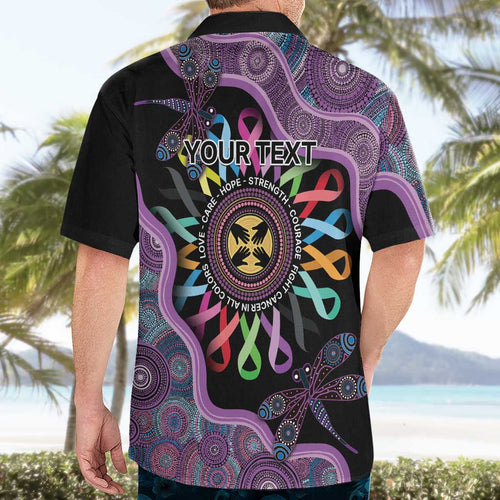 Inspirational Fight Cancers In All Color Personalised Hawaiian Shirt Dragonfly Aboriginal Art
