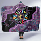 Inspirational Fight Cancers In All Color Personalised Hooded Blanket Dragonfly Aboriginal Art