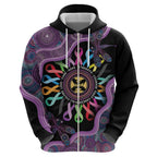 Inspirational Fight Cancers In All Color Personalised Hoodie Dragonfly Aboriginal Art