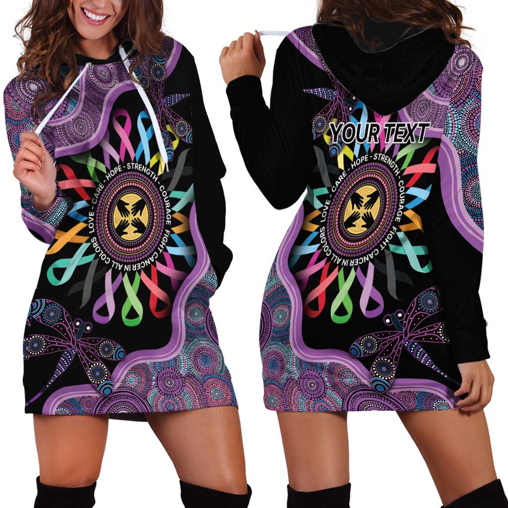 Inspirational Fight Cancers In All Color Personalised Hoodie Dress Dragonfly Aboriginal Art